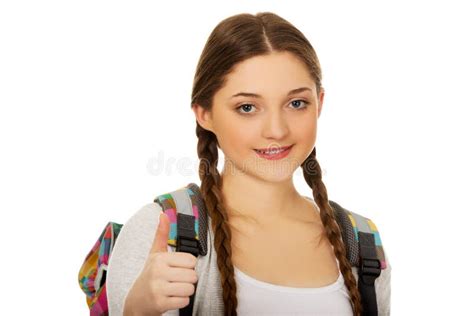 Teenager Girl With School Backpack Stock Photo Image Of Student