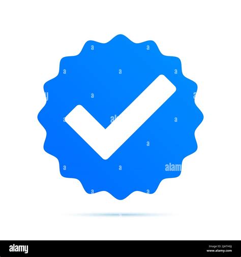 Verification Checkmark Blue Circle Star Vector Icon Isolated On White Background Stock Vector