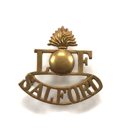 Ww1 Lancashire Fusiliers Salford Pals Brass Shoulder Title Badge