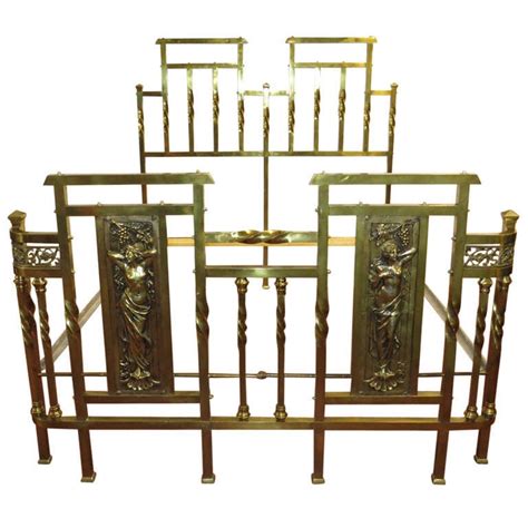 Art Nouveau Brass Queen Size Bed At 1stdibs