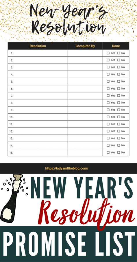 New Years Resolution List Free Promise Printable Here New Years