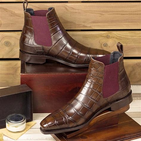 There are 39 results, your applied filters are, shoe style chelsea boots Handmade Mens Brown Crocodile Leather Chelsea Boots, Men ...