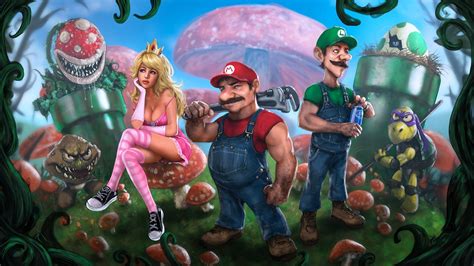 Kappa Super Mario Bros Mario Piranha Plant Luigi Princess Peach Goomba 1080p Hd Wallpaper