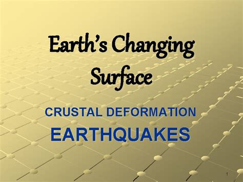 Earths Changing Surface Crustal Deformation Earthquakes 1 I