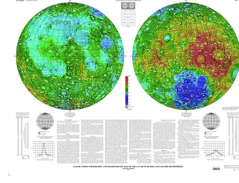 Moon Color Coded Topography And Shaded Relief Maps Of The Lunar