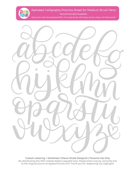 While you may have known about a couple of these free printable calligraphy practice sheets, i hope that you found a few more favorites today! Alphabet Calligraphy Free Practice Sheets | Dawn Nicole