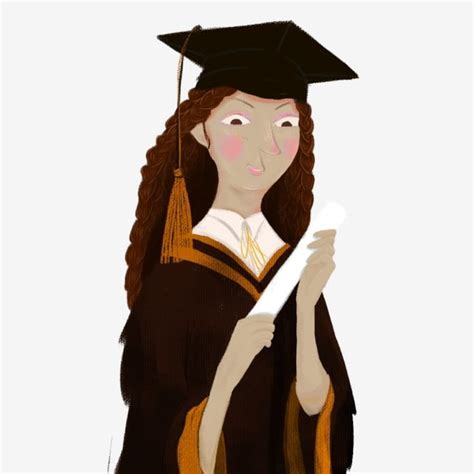 Cartoon Girl Wearing Graduation Gown Graduation Season University