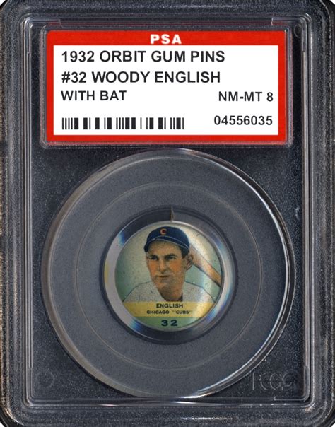 1932 Orbit Gum Pins Pr2 Woody English With Bat Psa Cardfacts