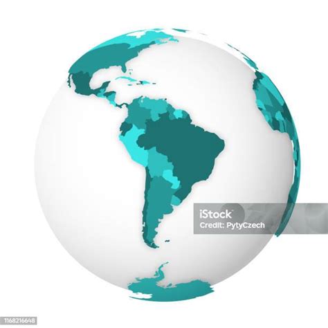 Stock Ilustrace Prázdná Politická Mapa Jižní Ameriky 3d Země Zeměkoule