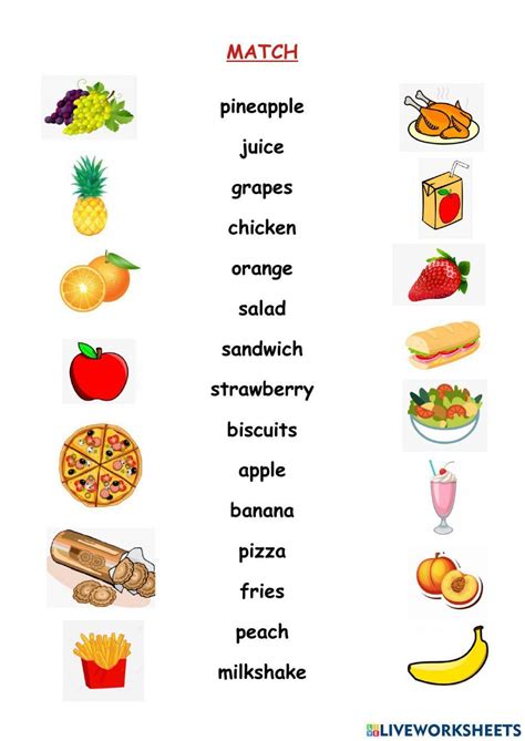 Food Vocabulary Worksheet Live Worksheets