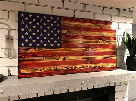 The Natural American Wooden Flag Rustic Decor Wood Flag Handcrafted