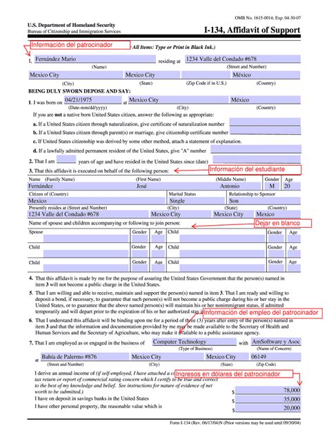 Form I 134 Sample 2023 Printable Forms Free Online