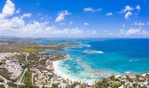 Aerial Panoramic By Drone Of Coral Reef Along Long Bay Beach Antigua