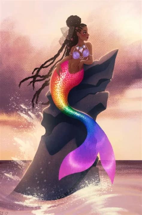 Pride Mermaid Art Mermaid Art Black Girl Magic Art Black Girl Art
