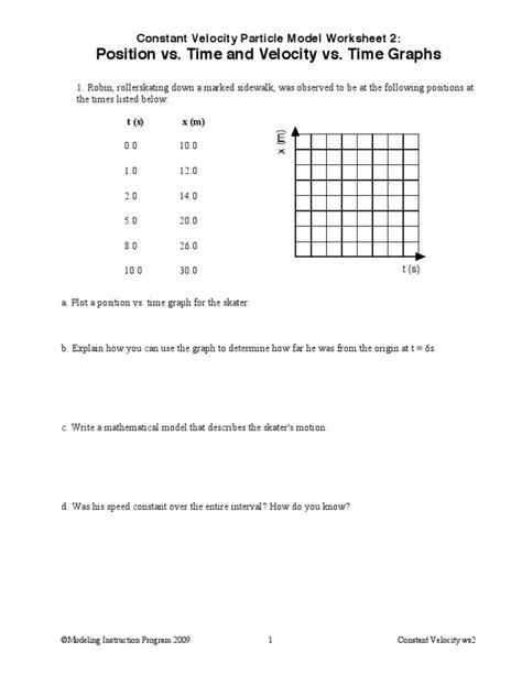 Constant velocity particle model worksheet 5