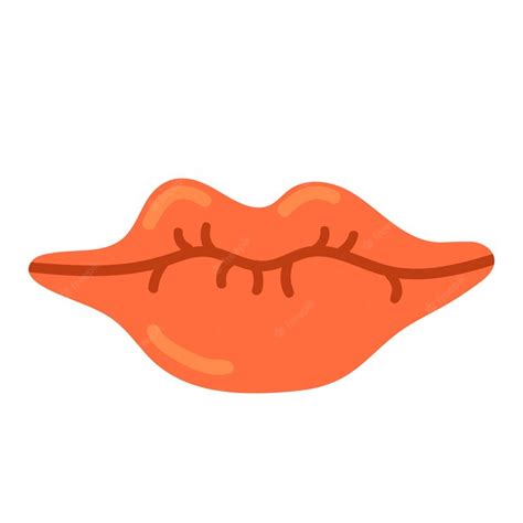 Premium Vector Red Female Lips Flat Cartoon Illustration