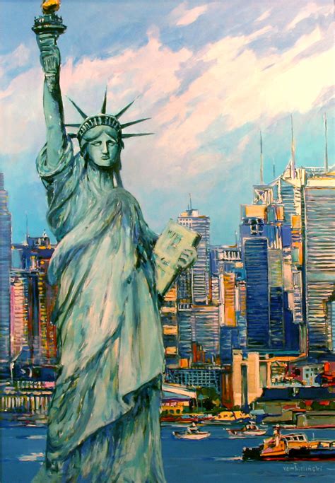 New York Statue Of Liberty Painting By Piotr Rembielinski Artmajeur