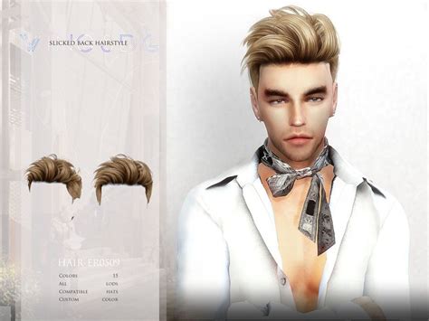 Wingssims Slicked Back Hairstyle Er0509 In 2023 Sims 4 Hair Male