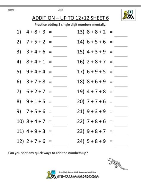 First Grade Math Activities Fun Addition Subtraction To 12 Salamander 1