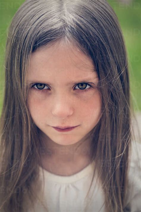Portrait Of Sad Little Girl Stock Photo