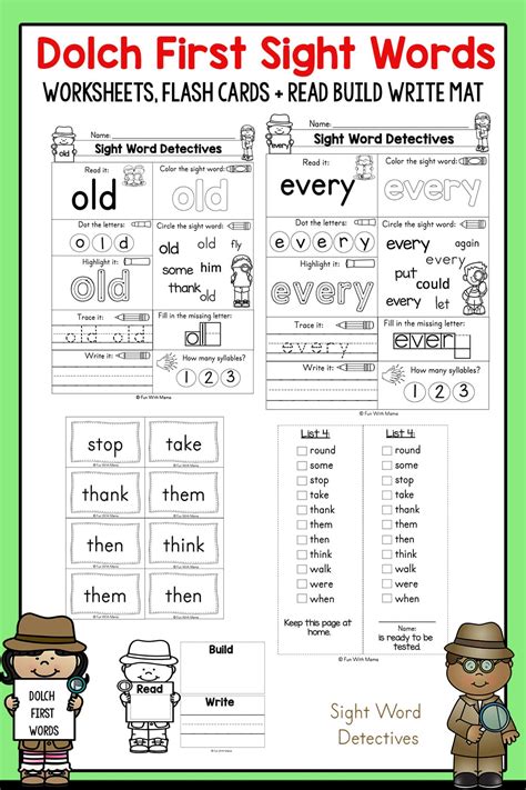First Grade Sight Words Interactive Worksheets For Learning Fun