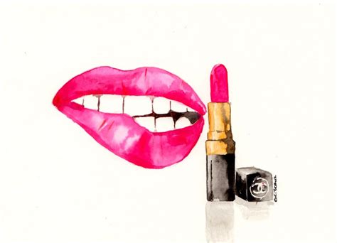 Chanel Lipstick Watercolor Make Up Illustration