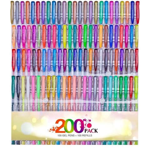 200pc Set 100 Gel Pens Set 100 Refills Non Toxic And Acid Free