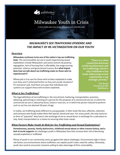 Milwaukees Sex Trafficking Epidemic And The Impact Of Re Victimization