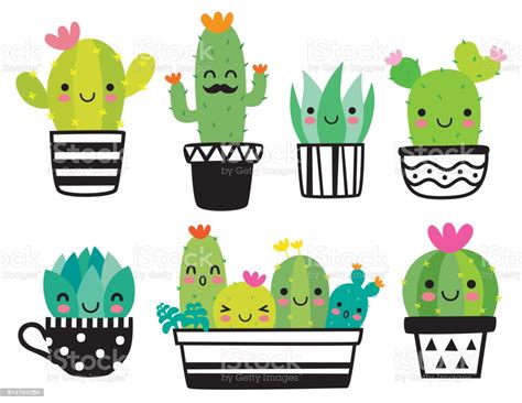 Step 1.draw a little rectangle with round corners as shown in the picture using pencil. Cute Succulent Or Cactus Vector Illustration Stock ...