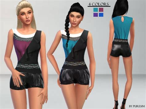 The Sims Resource Classy Romper By Puresim • Sims 4 Downloads