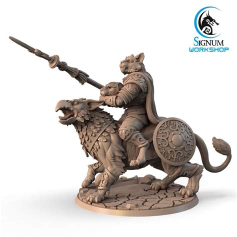Catfolktabaxi Knight On Mount 3d Printed Miniature By Signum Etsy