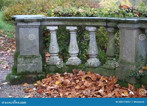 Old Stone Fence Covered With Moss During The Autumn Stock Image Image