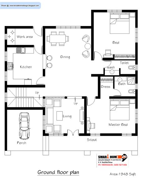 3 Bedroom Single Floor House Plans Kerala Style Floorplansclick