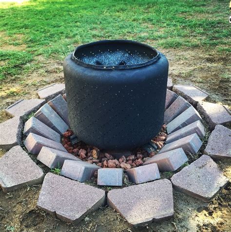 DIY fire pit with washer drum | Fire pit backyard, Indoor fire pit, Diy