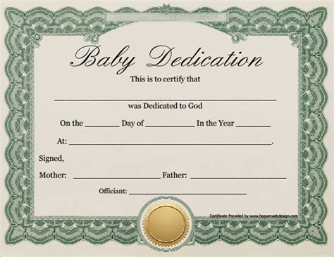 FREE 8+ Sample Printable Baby Dedication Certificate Templates in PDF