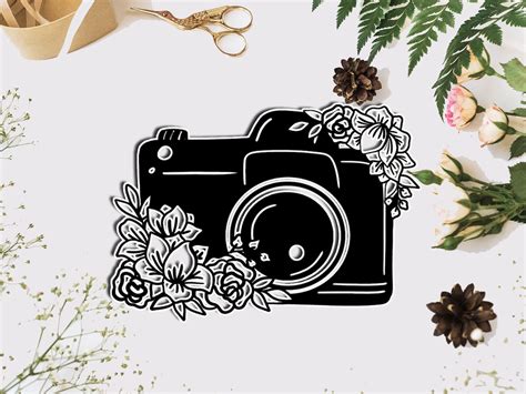Floral Camera Svg For Cricut Cutter Photography Svg File Etsy