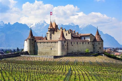 Aigle Castle Swiss Alps Mountains Switzerland Stock Photo Image Of