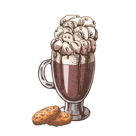 Premium Vector A Hand Drawn Colored Sketch Of Hot Chocolate With