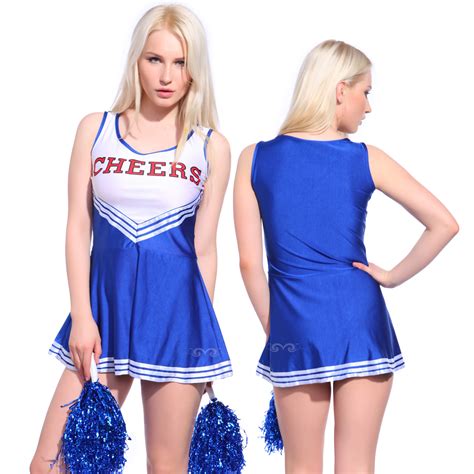 Sexy Cheerleader Kostüm Uniform Cheerleading Cheer Leader Pompom