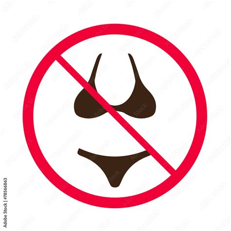 No Entry In Swimsuits Sign No Beach Clothes Naturism Sign Stock