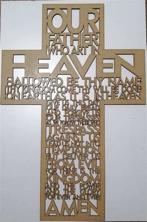 Svg Lords Prayer Laser Cut File Our Father Cross Svg Cdr Lords Prayer