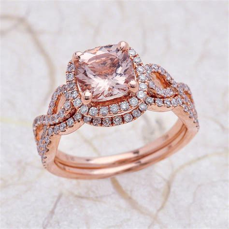 A wide variety of rose gold wedding ring sets options are available to you, such as shape\pattern, main stone, and jewelry main material. Rose Gold Morganite Engagement Ring and Diamond Wedding Band