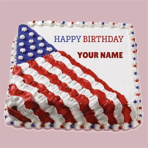 Write Name On Happy Birthday Usa Flag Cake Namepix Birthday Sheet Cakes