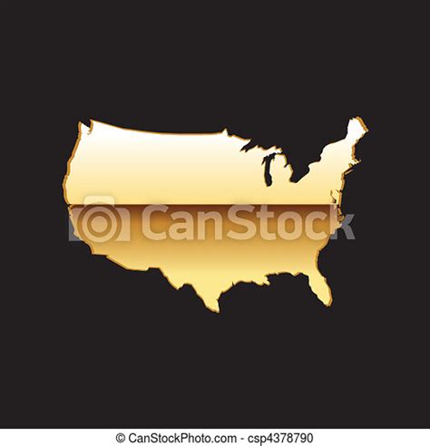 Vector Clipart Of United States Gold Map United States Luxury Map