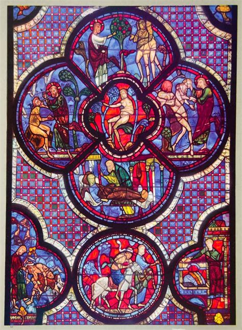 Scenes From Genesis Chartres Cathedral France Stained Glass Church