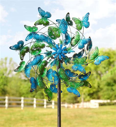 Blue And Green Butterflies Metal Wind Spinner Wind And Weather