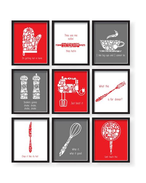 Red Kitchen Wall Art Red Dining Room Art Red Kitchen Decor Etsy Red