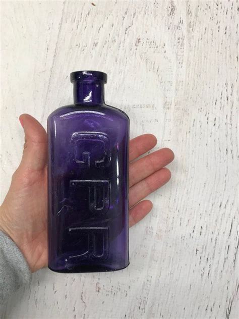 Antique Whiskey Bottle Purple Glass Amethyst Gpr Spirits Etsy Purple Bottle Bottle Purple