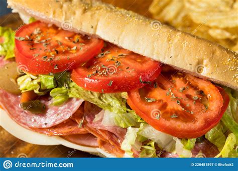 Homemade Cold Cut Italian Sub Sandwich Stock Image Image Of Tomato