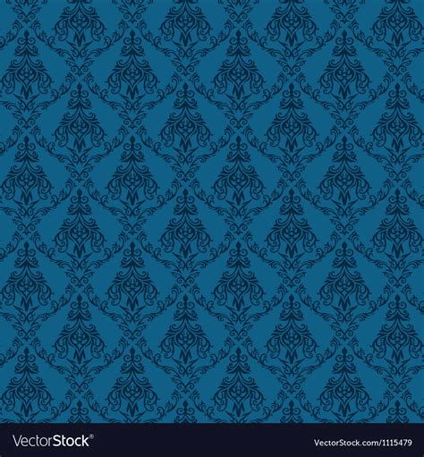 Seamless Damask Wallpaper 4 Blue Color Royalty Free Vector